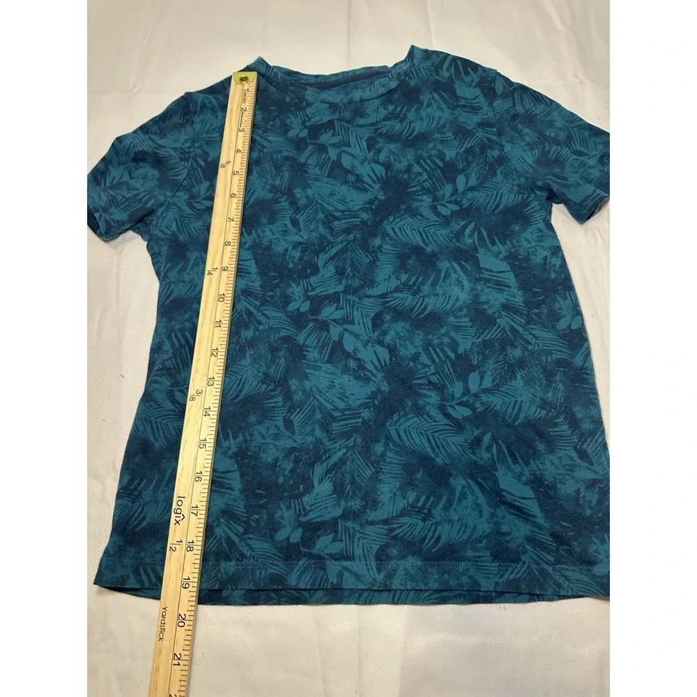 Old Navy Boys Medium 8 Tropical Palm Leaf Tee Blue Teal Summer Beach Shirt